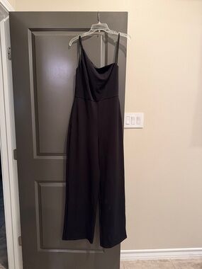 Women's Black Cowl Neck Wide-Leg Jumpsuit